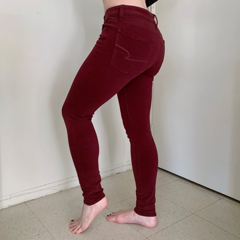 American Eagle burgundy maroon 360 super stretch jeggings fall winter Bella Swan